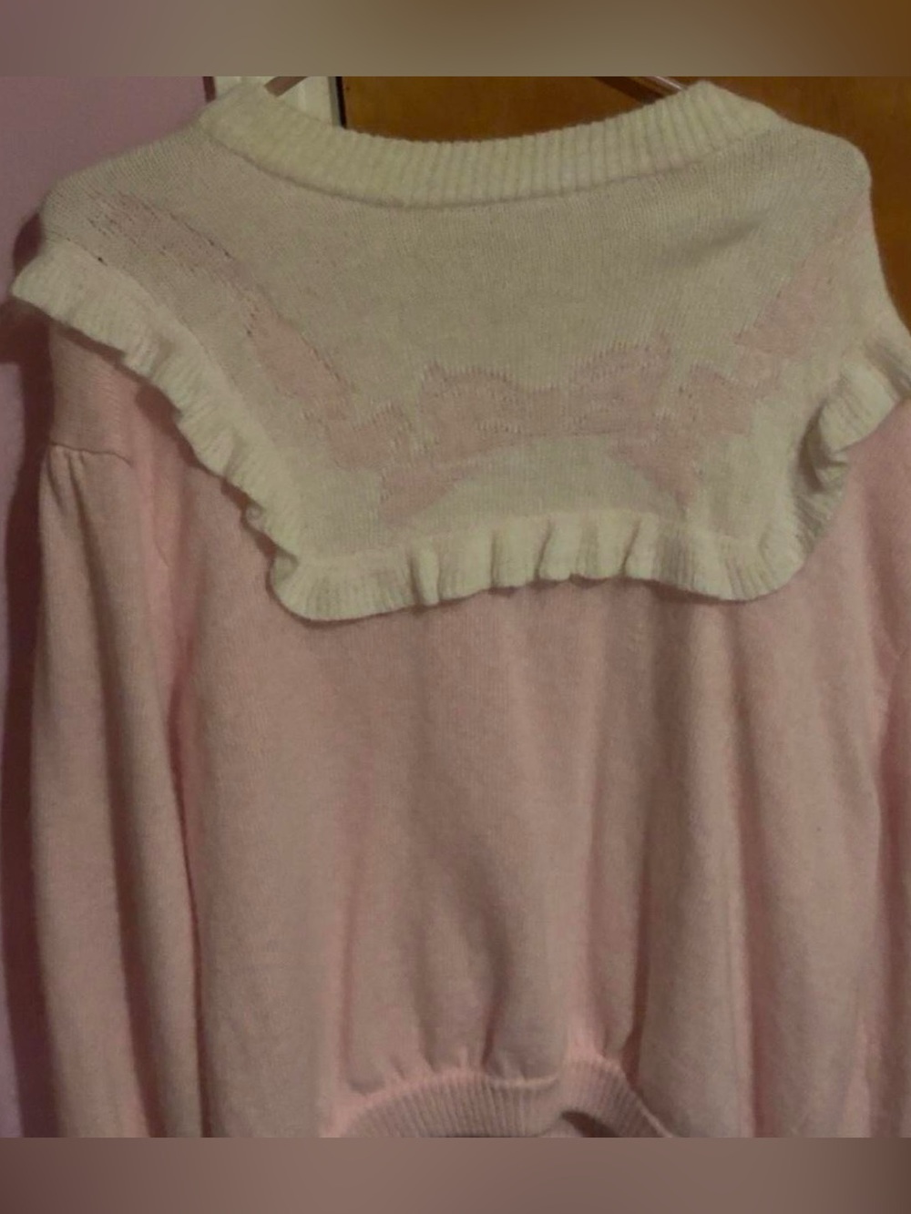 1980s pink sweater with ribbon detail